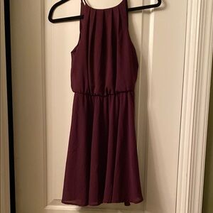 Elegant Plum Halter Top Dress